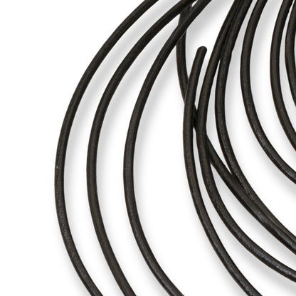 1.5mm Black Round Leather Cord 15 Feet, Genuine Cowhide Jewelry Making Supplies