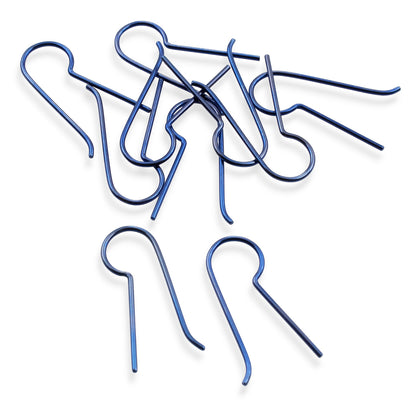 Niobium Earring Hooks Dark Blue 10 Pack: Regular Leg Ear Wire Blanks Hypoallergenic Sensitive Ears USA Made