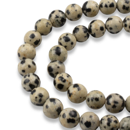 Dalmatian Jasper Beads: 6mm Round Spotted Natural Gemstone Strand Tan Gray Black Jewelry Making Supplies 58pcs