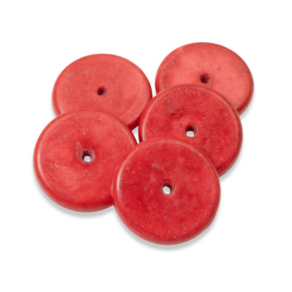 25-Pack 20mm Red Magnesite Beads - Stone Heishi Disk Spacer - DIY Crafts