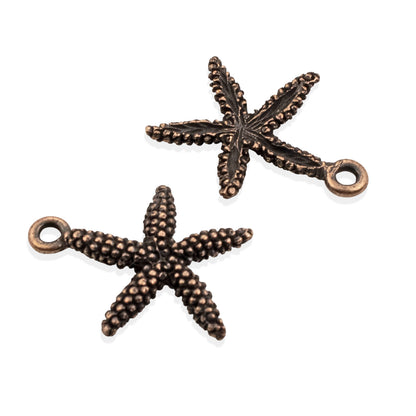 Starfish Charms: 2Pcs Antique Copper Plated Pewter 20mm Beach Ocean Coastal Nautical Jewelry