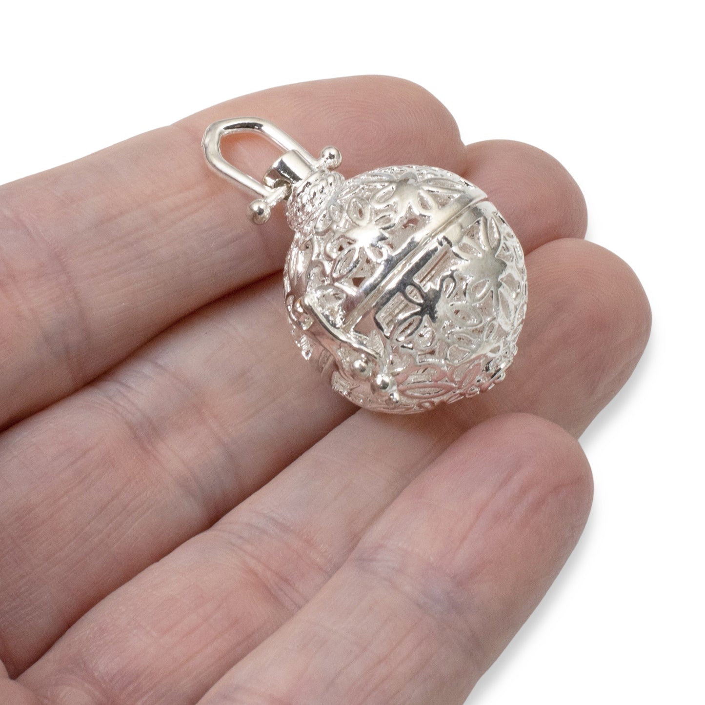 Silver Cage Pendant with Butterfly Design - Hollow Aromatherapy Locket