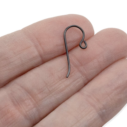 10-Pack Black Niobium Small Loop Ear Wires: Hypoallergenic French Hook 20 Gauge