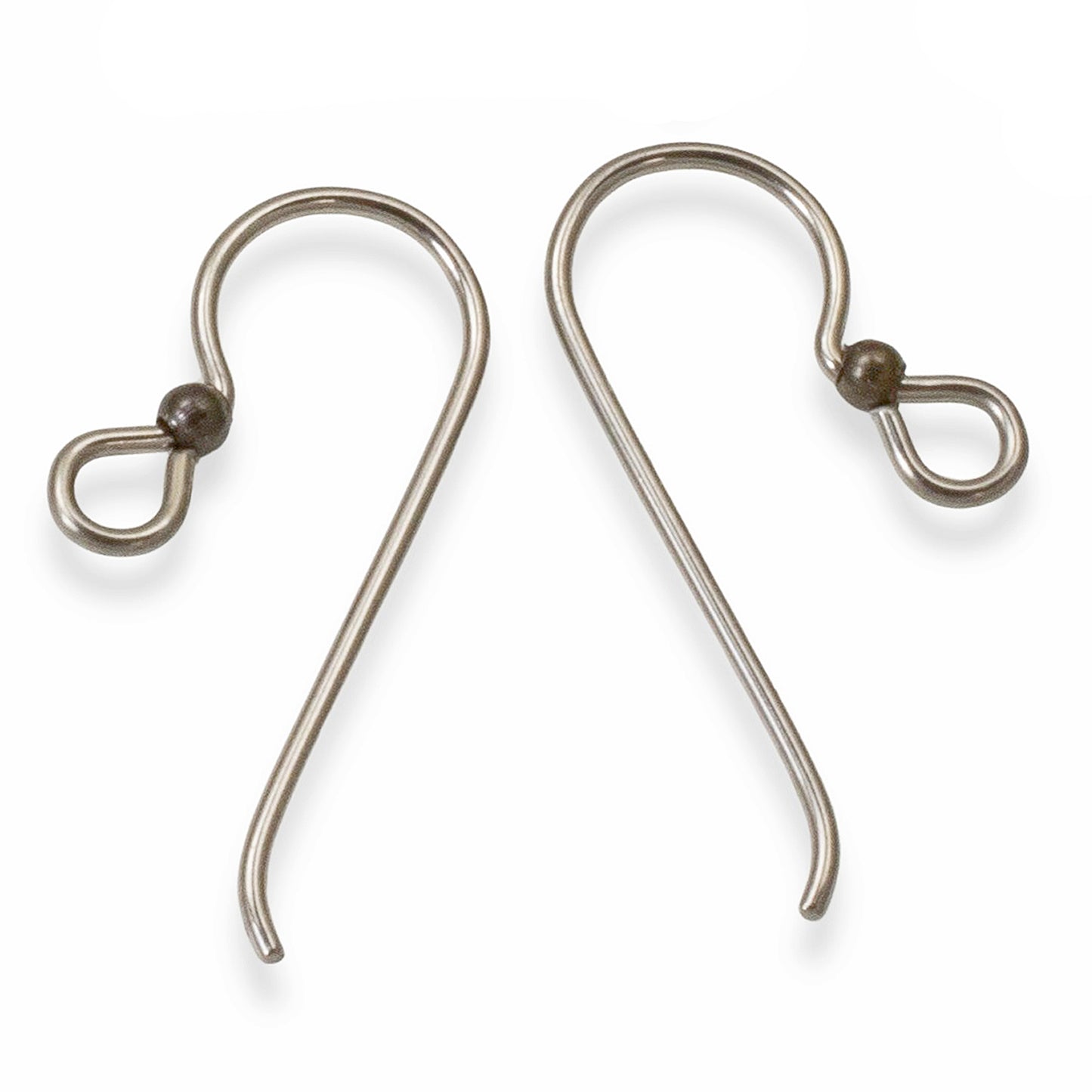 10 Gray Niobium Earring Hooks + 2mm Black Bead Accent - Hypoallergenic