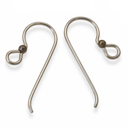 10 Gray Niobium Earring Hooks + 2mm Black Bead Accent - Hypoallergenic