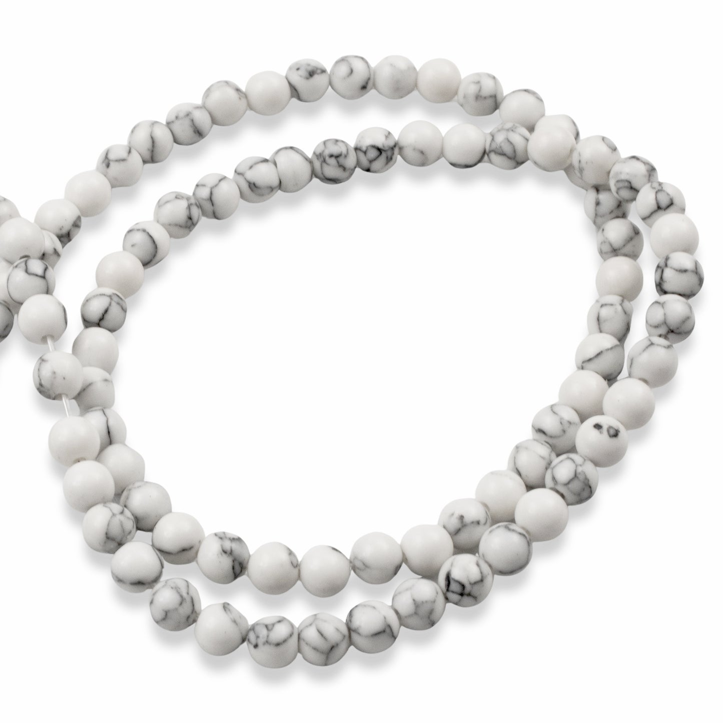 White Howlite Beads: 4mm Round Natural Gemstone Strand Jewelry Making 90pcs