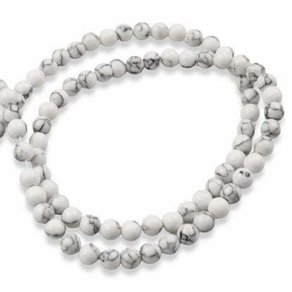 White Howlite Beads: 4mm Round Natural Gemstone Strand Jewelry Making 90pcs
