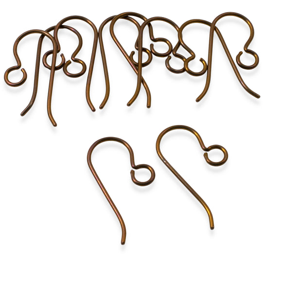 10 Premium Bronze Niobium Ear Wires - Hypoallergenic Earring Hooks - USA Made