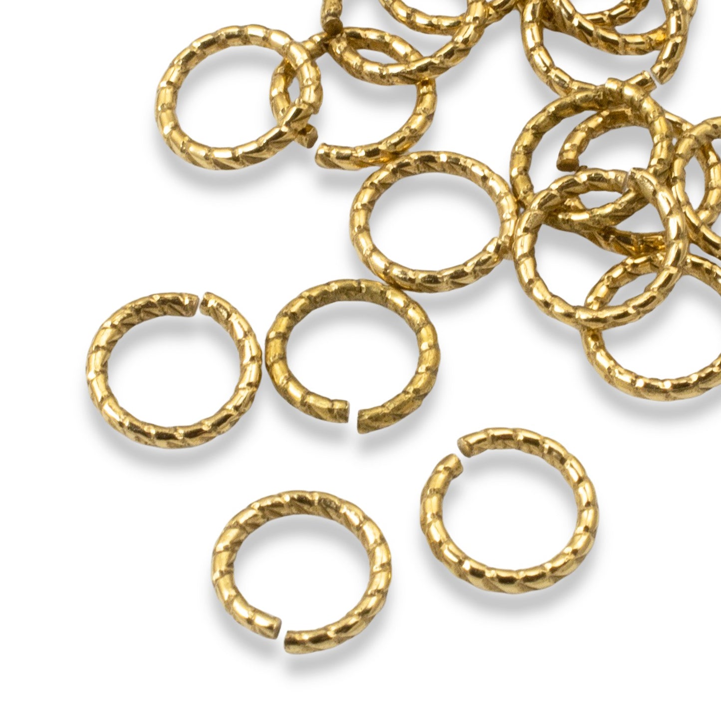 Circle Jump Rings Antique Gold Plated, 20-Pack 9mm Textured Findings