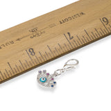 Evil Eye Handbag Charm - Silver Clip-On + Micro Pave CZ Accents & Lobster Clasp