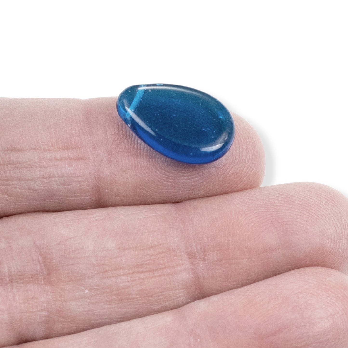 12 Capri Blue Czech Glass Teardrop Beads, Tip Drilled 12x18mm Flat Pear Pendant Loose, Ocean Blue Coastal Jewelry Supply