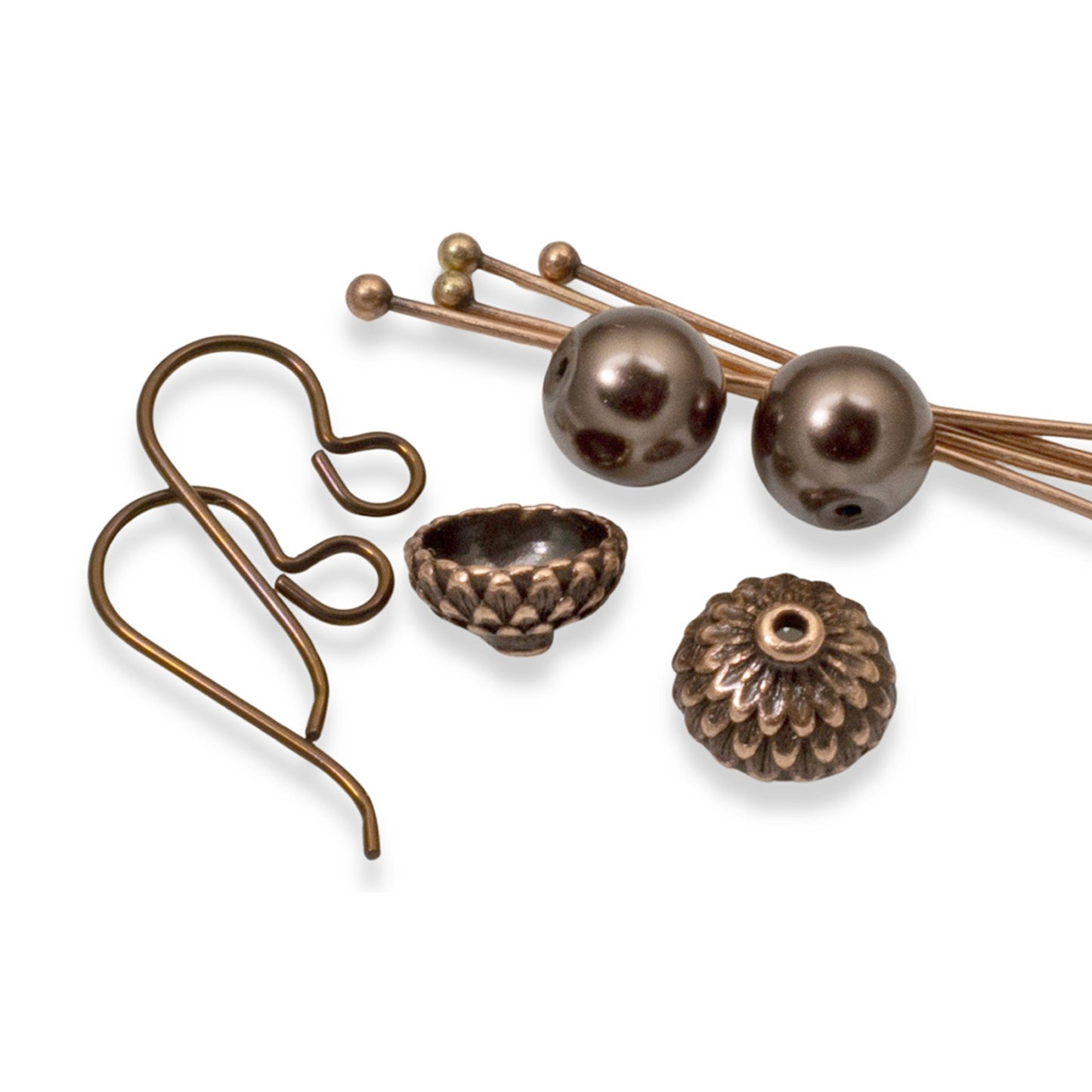 Brown Acorn DIY Earring Kit, Autumn Jewelry-Making, Hypoallergenic Niobium Hooks