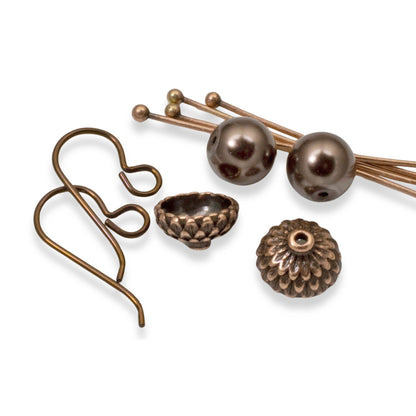 Brown Acorn DIY Earring Kit, Autumn Jewelry-Making, Hypoallergenic Niobium Hooks