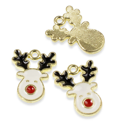 Holiday Reindeer Enamel Charms for Jewelry Making and Crafts