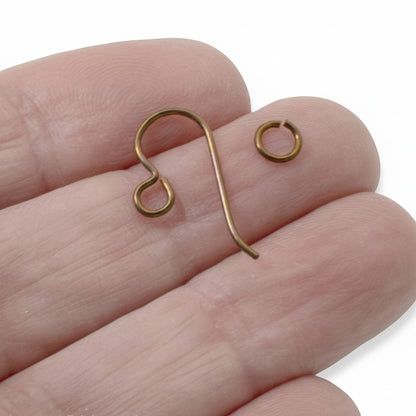 Niobium Earring Kit: Bronze Hypoallergenic Complete Findings 2 Pairs Sensitive Ears USA Made