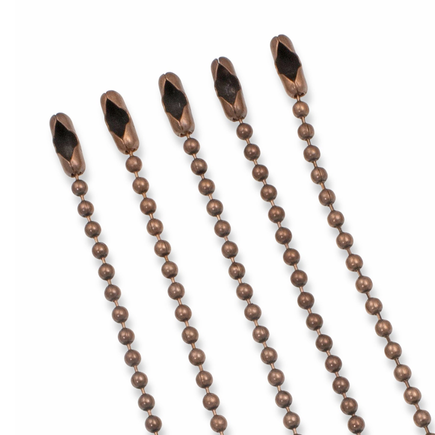 5-Pack 30" Antique Copper Steel Ball Chain Necklaces, Dog Tag Layering Chains