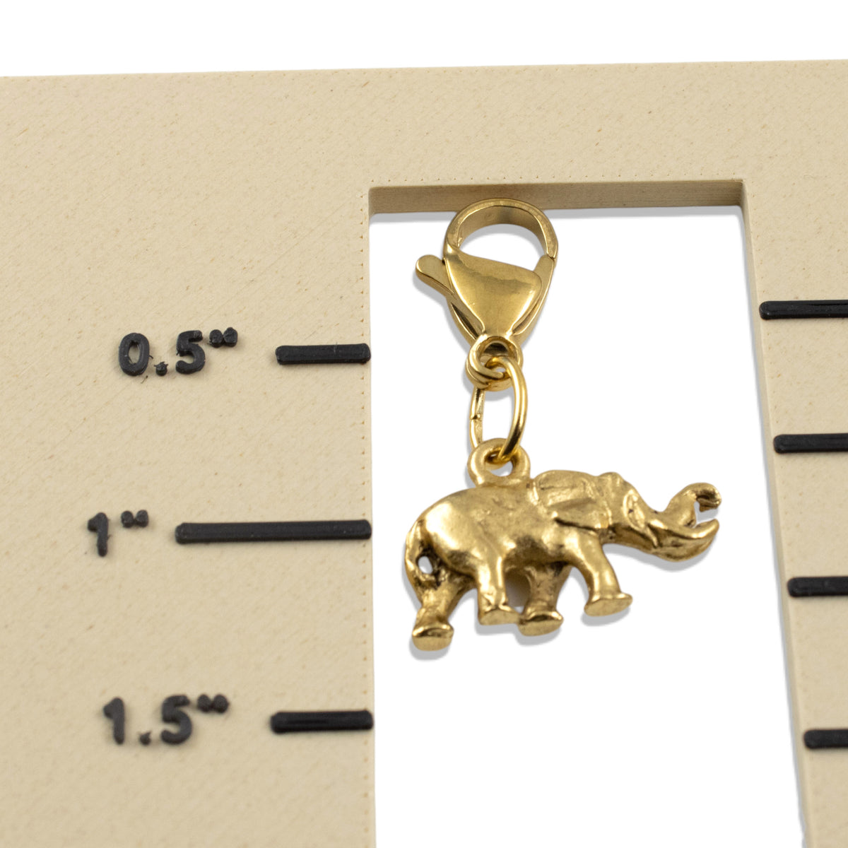 Elephant Clip-On Charm, 24K Gold Plated Pewter, Lobster Clasp Bag Accent