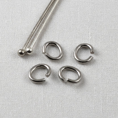 Titanium Oval Jump Rings, Medium 7-Pack, Hypoallergenic Open Findings