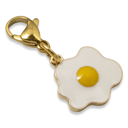 Whimsical Egg Clip-On Charm, Enamel Bag Accessory, Chicken Lover or Foodie Gift