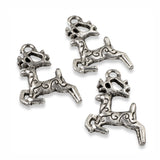 20 Silver Prancing Reindeer Charms with Swirl Design, Christmas Deer Charm