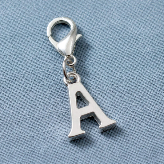 Silver Block Letter A Clip On Charm: Bold Initial Dangle Lobster Clasp Personalized Journal Bracelet