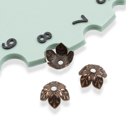 Etched Daisy Bead Caps 8mm Antique Copper-Plated Pewter: Botanical Metal Findings USA Made 4 Pack