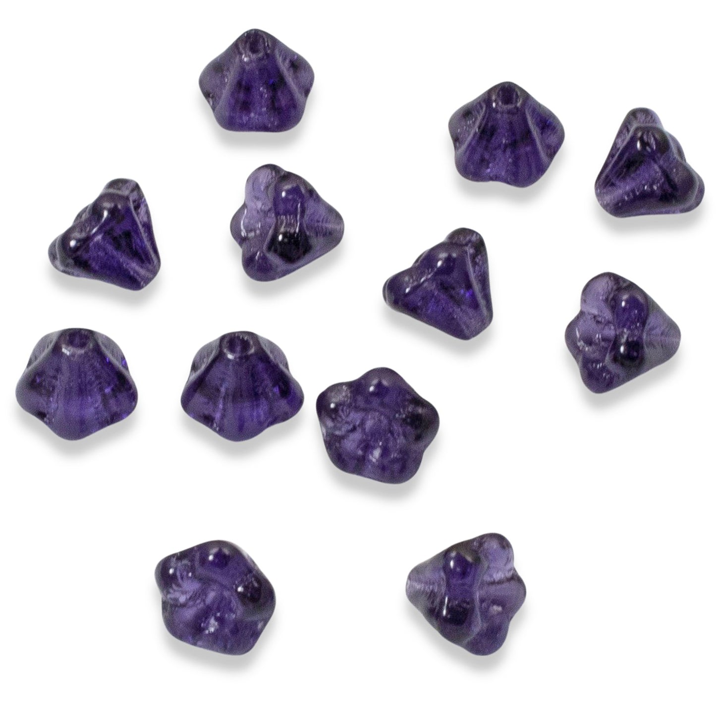 100pcs Deep Violet Czech Glass Mini Bell Flower Beads, 4x6mm Purple DIY Jewelry