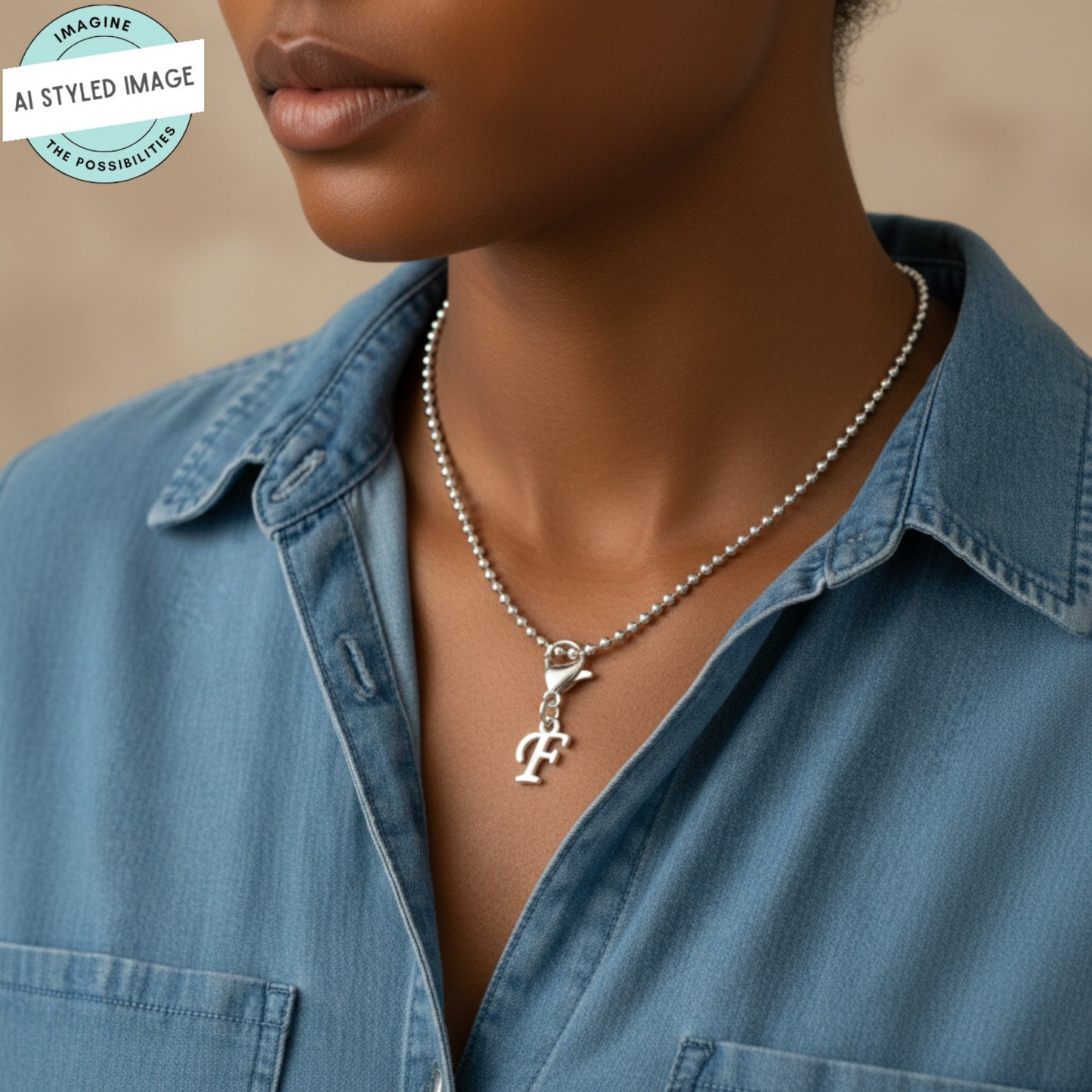 Silver Cursive Letter F Clip On Charm: Script Initial Dangle Lobster Clasp Personalized Journal Bracelet