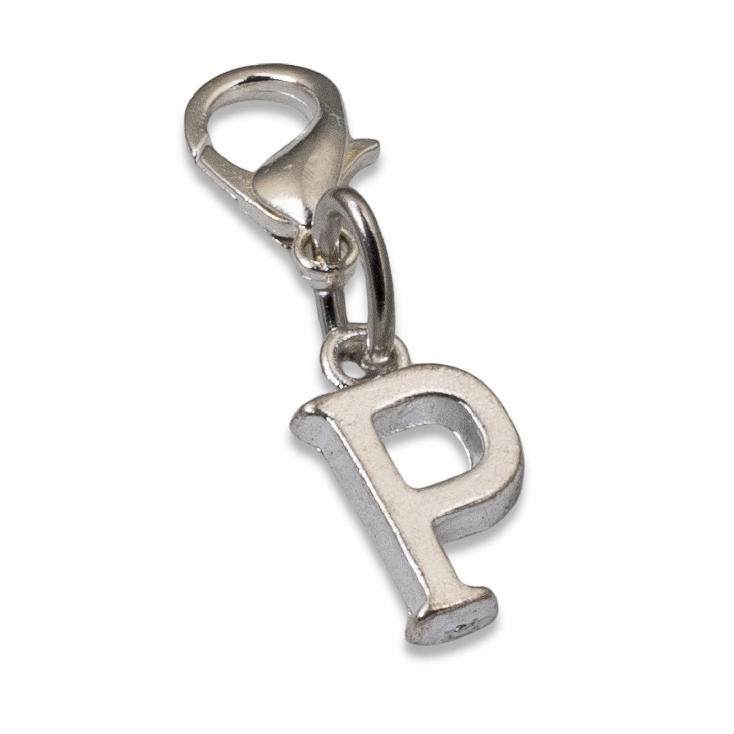 Letter P Clip On Charm: Silver Initial Alphabet Personalized Jewelry Gift