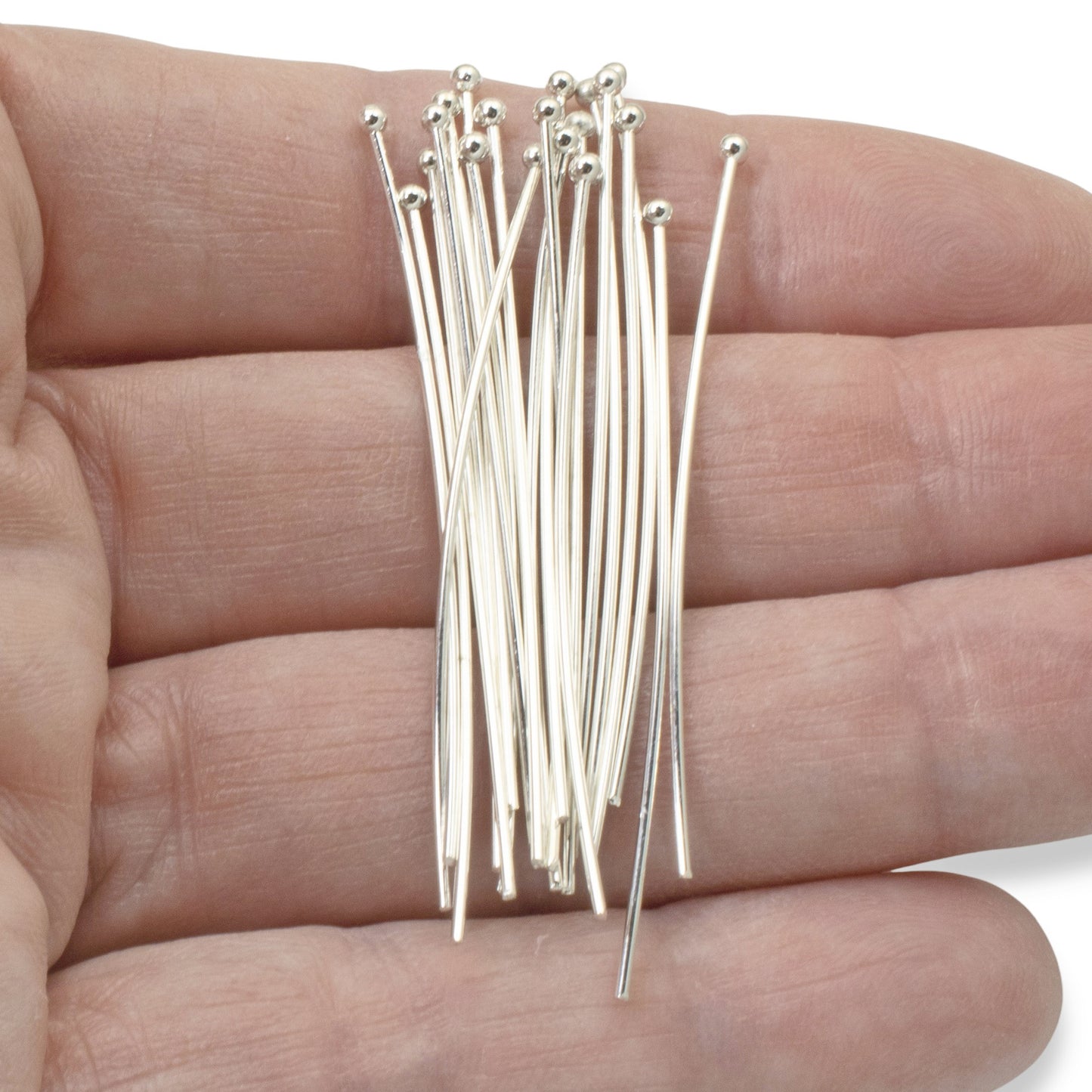 Silver Plated 2" Ball Head Pins, 20 Gauge, 20-Pack Premium Jewelry Supplies