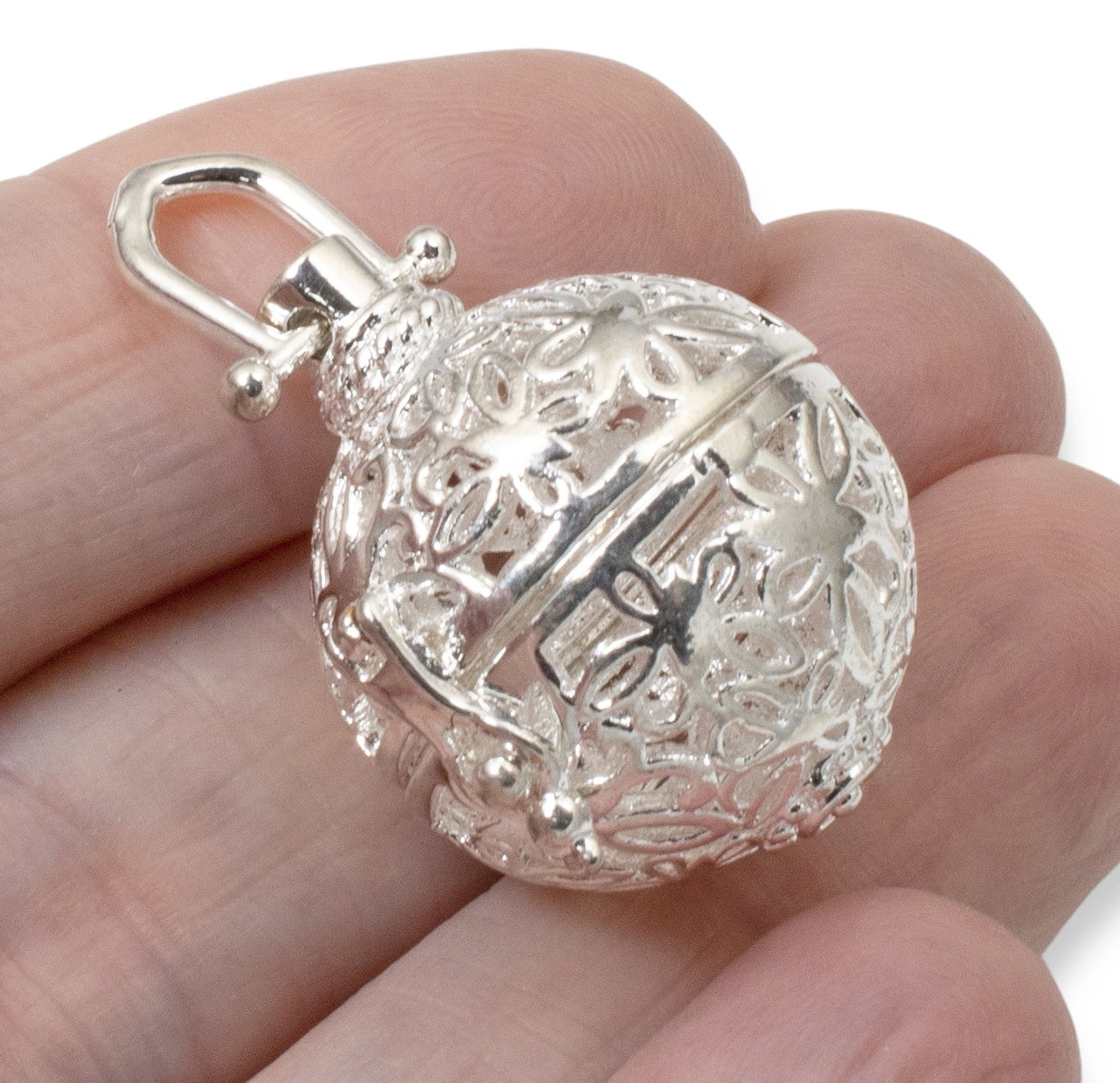 Silver Cage Pendant with Butterfly Design - Hollow Aromatherapy Locket