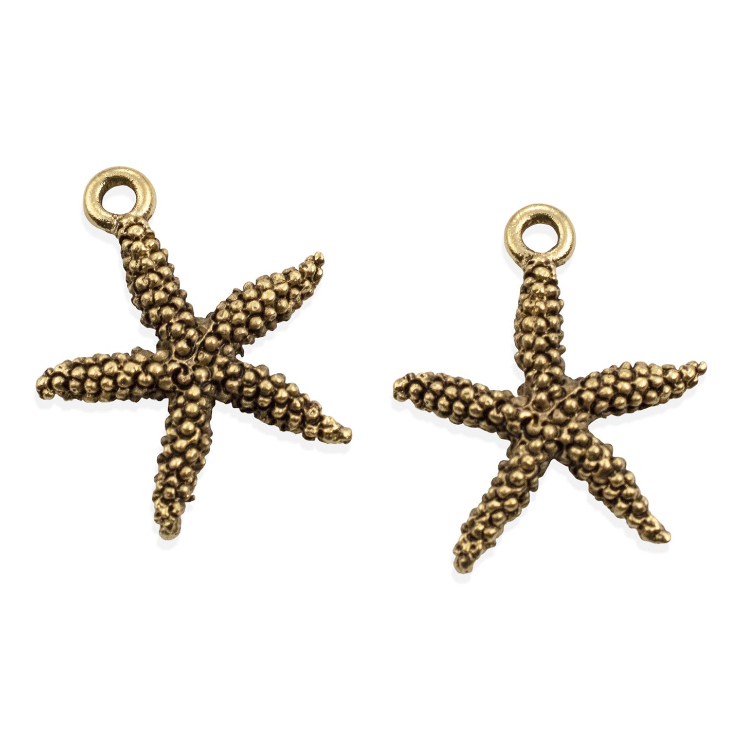 Starfish Charms: 2Pcs Antique Gold Pewter 20mm Beach Ocean Coastal Nautical Jewelry
