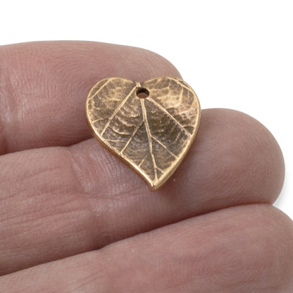 Antique Copper Heart Leaf Charms for Jewelry Making, 4-Pack for Nature Jewelry