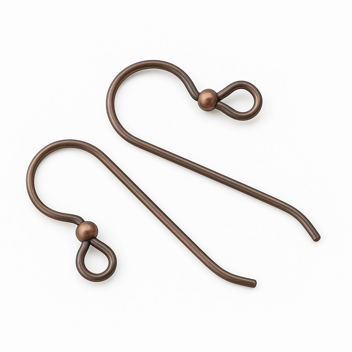10 Bronze Niobium Ear Wires 2mm Antique Copper Accent Bead 20 Gauge Hypoallergenic USA