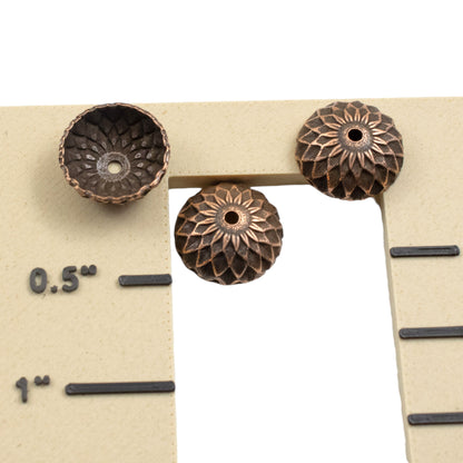 Copper Acorn Bead Caps: Antiqued 4-Pack Fits 12mm Beads Nunn Design Fall Jewelry