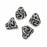 4 Silver Lily Cones, TierraCast Jewelry Making Bead Caps, Intricate Vine Design