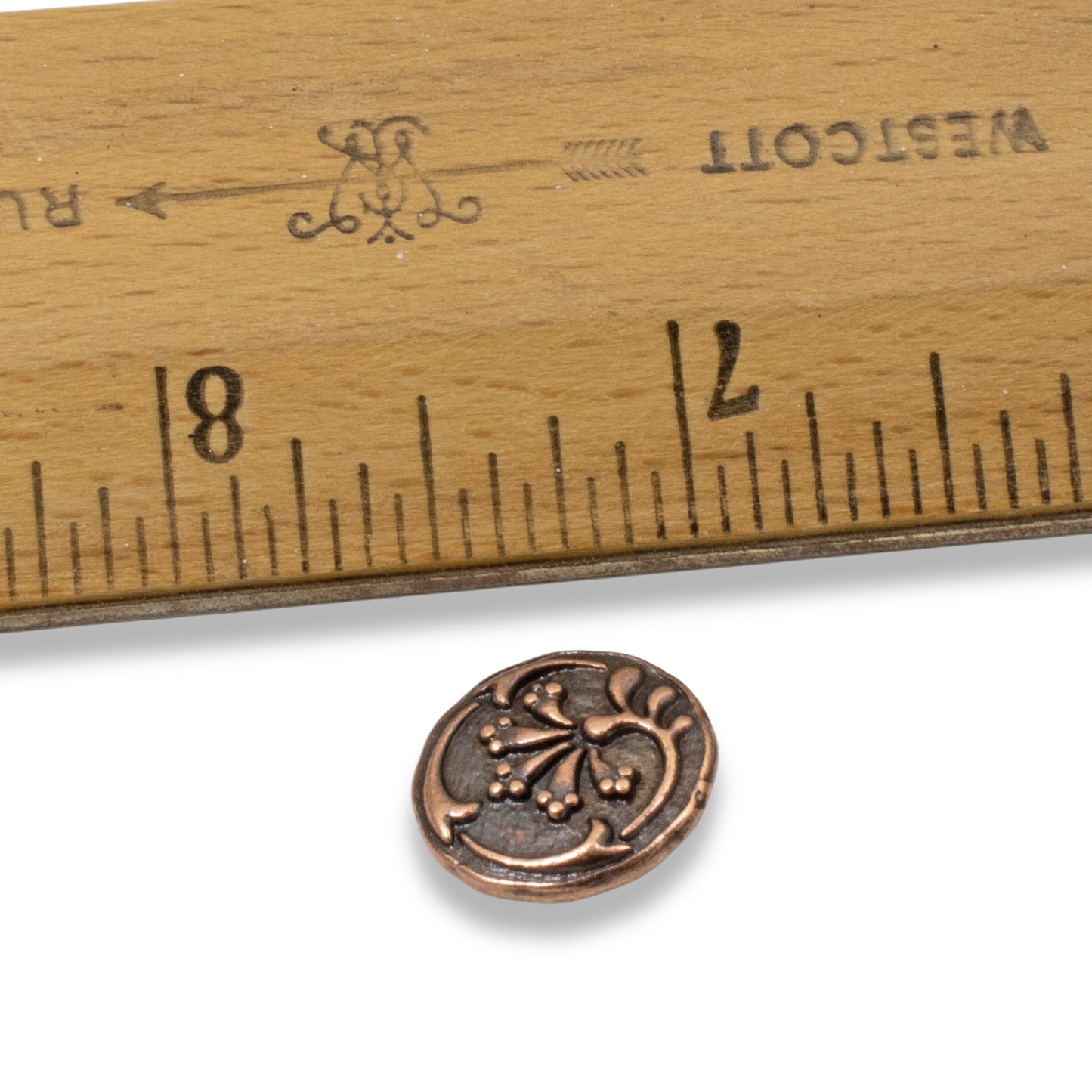 Copper Vignette Buttons, 4-Pack Floral Metal Shank Buttons for Wrap Bracelets