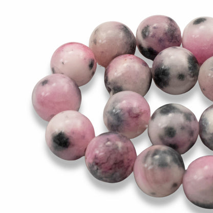 10mm Pink Gray Elegant Jade Beads 30-Pack Loose Beads Jewelry Making Crafts