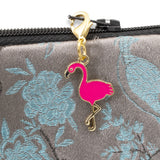 Enamel Pink Flamingo Clip On Charm, Tropical Bird Jewelry Accessory, Handcrafted