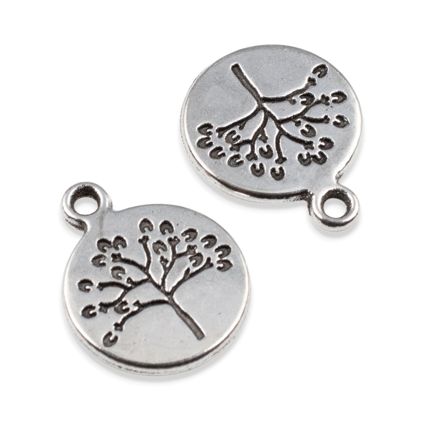 Tree Coin Charms 6-Pack: Silver Nature Tree of Life Spiritual Jewelry Making