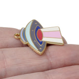5 UFO Enamel Spaceship Pendants, Colorful Sci-Fi Charms for Space-Themed Crafts