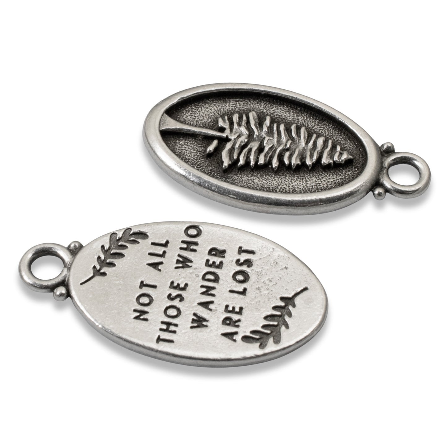 2 Silver Not All Those Who Wander Are Lost Redwood Charms - Adventure Message