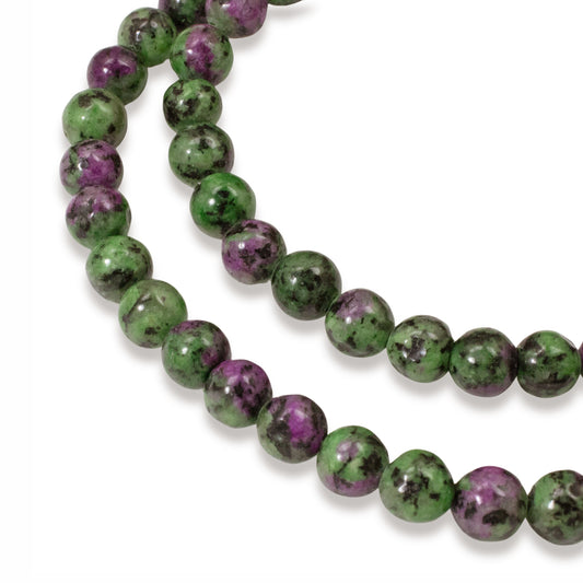 Ruby Zoisite 5mm Gemstone Beads, Green and Pink Round Beads for Jewelry Making