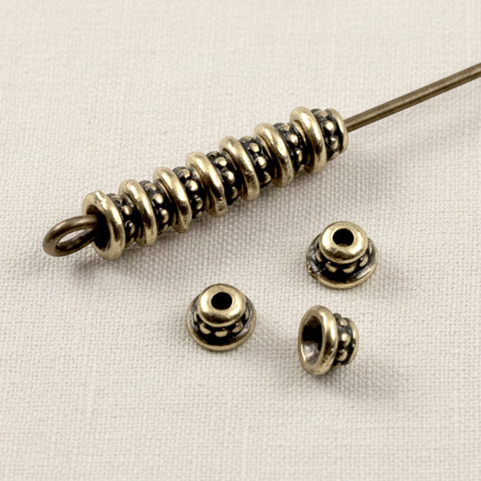 Antique Brass Beaded Bead Caps, 20-Pack Tiny Vintage-Style Rustic Findings