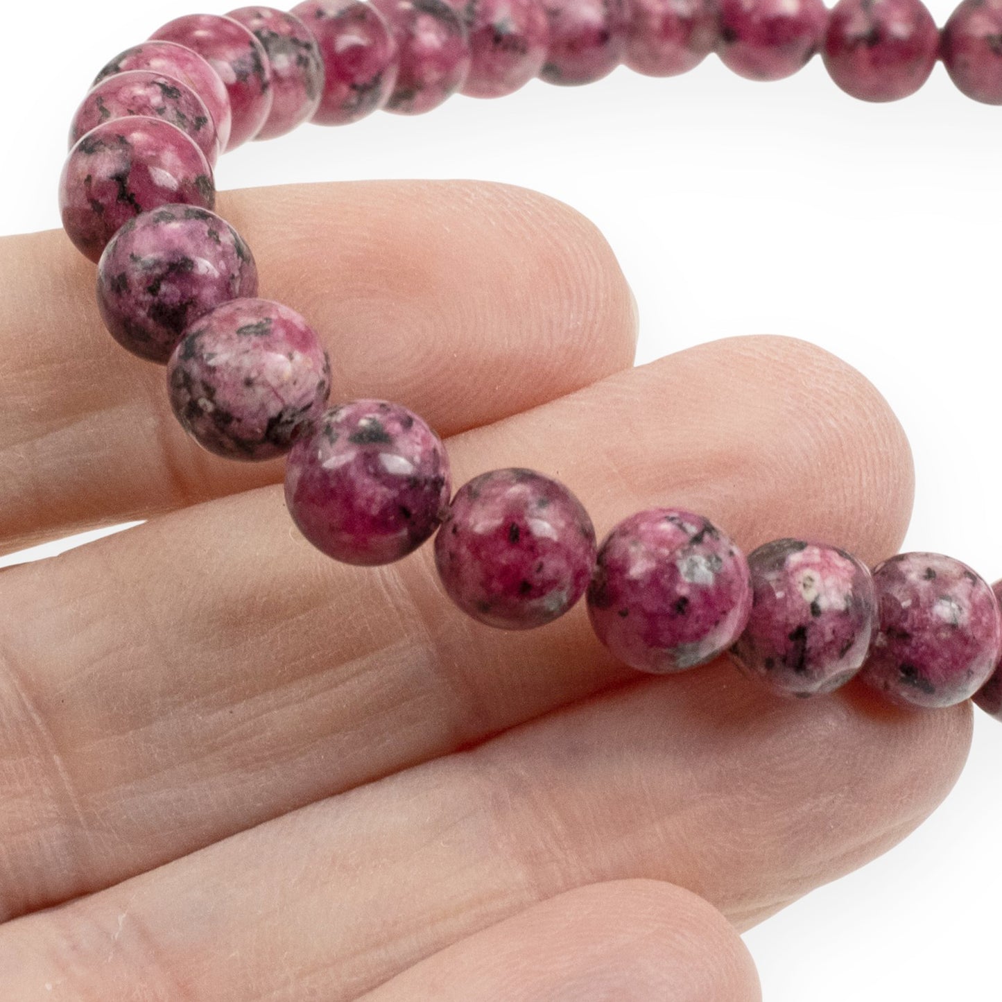 Sesame Jasper Beads: Mauve Pink 8mm Round Natural Stone 15-Inch Strand 48Pcs Speckled Gemstone