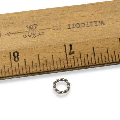 Mini Rope Jump Rings Antique Silver 10-Pack, Twisted Wire Connectors Findings