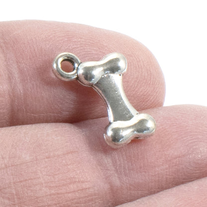 Silver Dog Bone Charms, 20-Pack Pet Lover Supplies for DIY Jewelry & Keychains