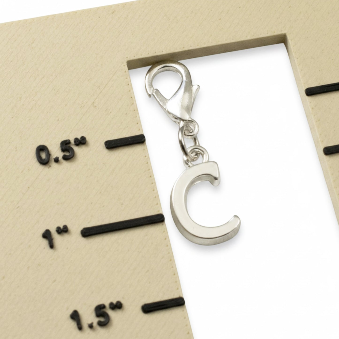 Silver Letter C Charm, Initial Alphabet Clip-On, Personalized Jewelry, Custom Initial Charm