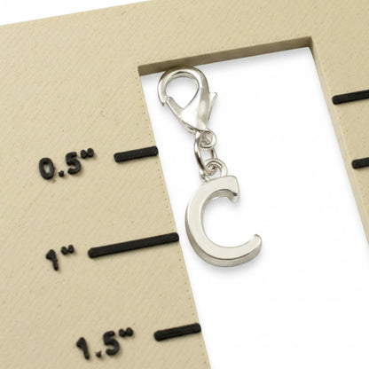 Silver Letter C Charm, Initial Alphabet Clip-On, Personalized Jewelry, Custom Initial Charm