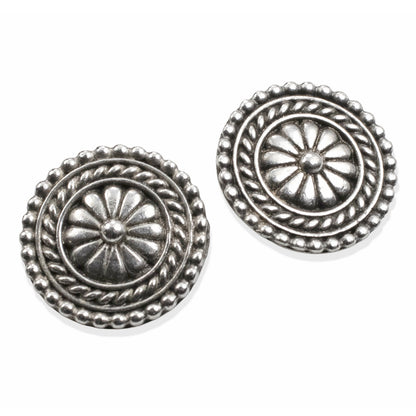 Bali Button Clasps Silver 18mm: Fine Silver Plated Pewter 2-Pack Leather Wrap Bracelet Closure